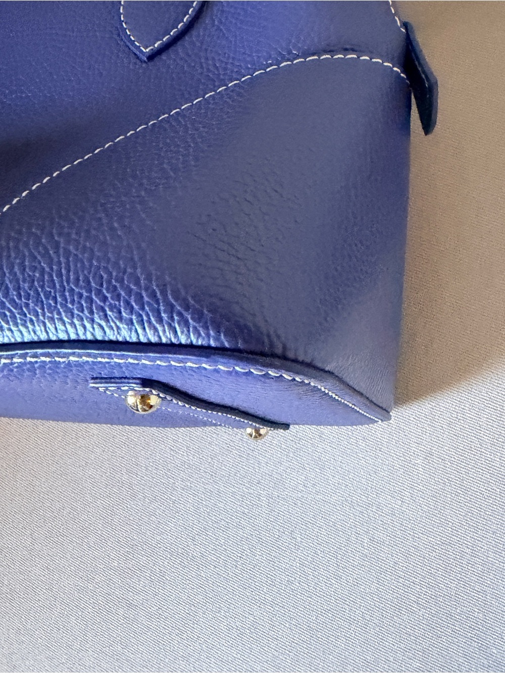 Dooney & Bourke Lucca Marine Blue Pebble Leather Satchel with Gold Hardware - Picture 6 of 10